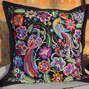Peacock Embroidery Throw Pillow